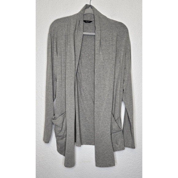 Coofandy Mens Long Cardigan Sweater Small Gray Shawl Collar Open Pockets Stretch - Picture 1 of 10